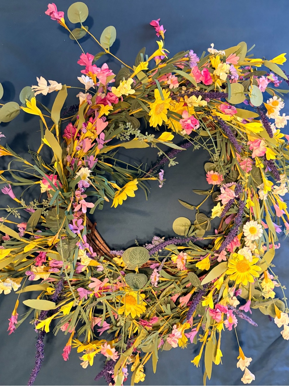 24” Grapevine Wildflower Wreath Spring Summer Floral Door Decor